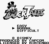 Duck Tales title screen for GameBoy